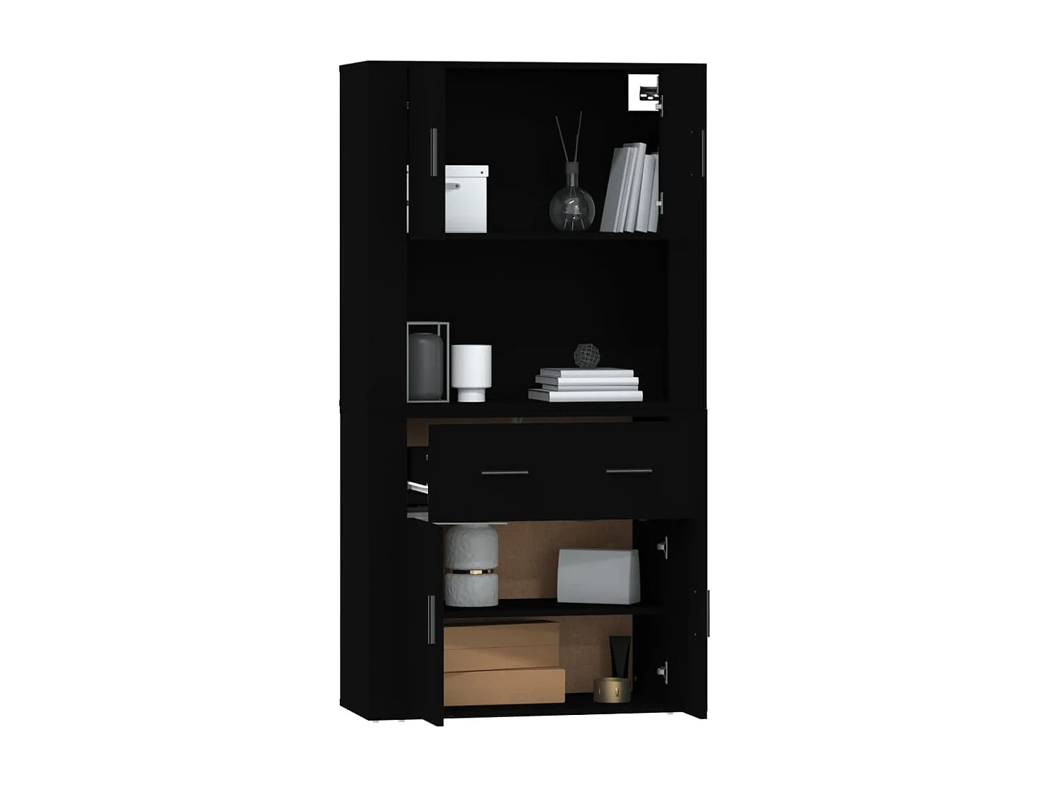 Highboard Schwarz Holzwerkstoff