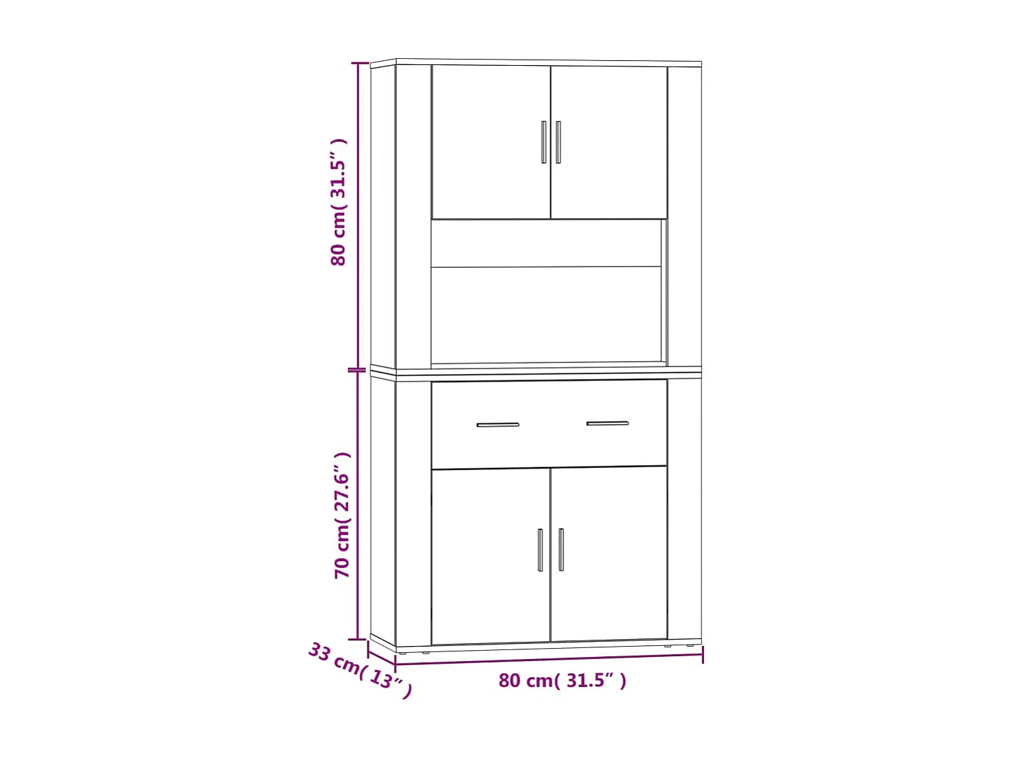 Highboard Schwarz Holzwerkstoff
