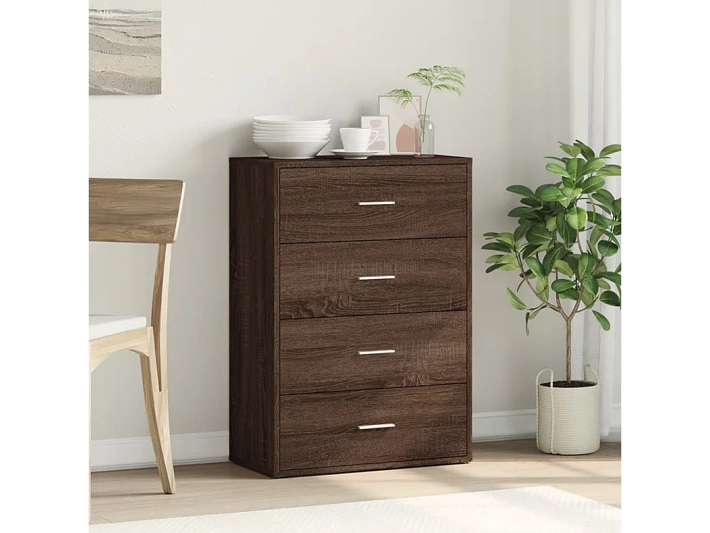 Credenza Rovere Marrone 60x31x84 cm in Legno Multistrato