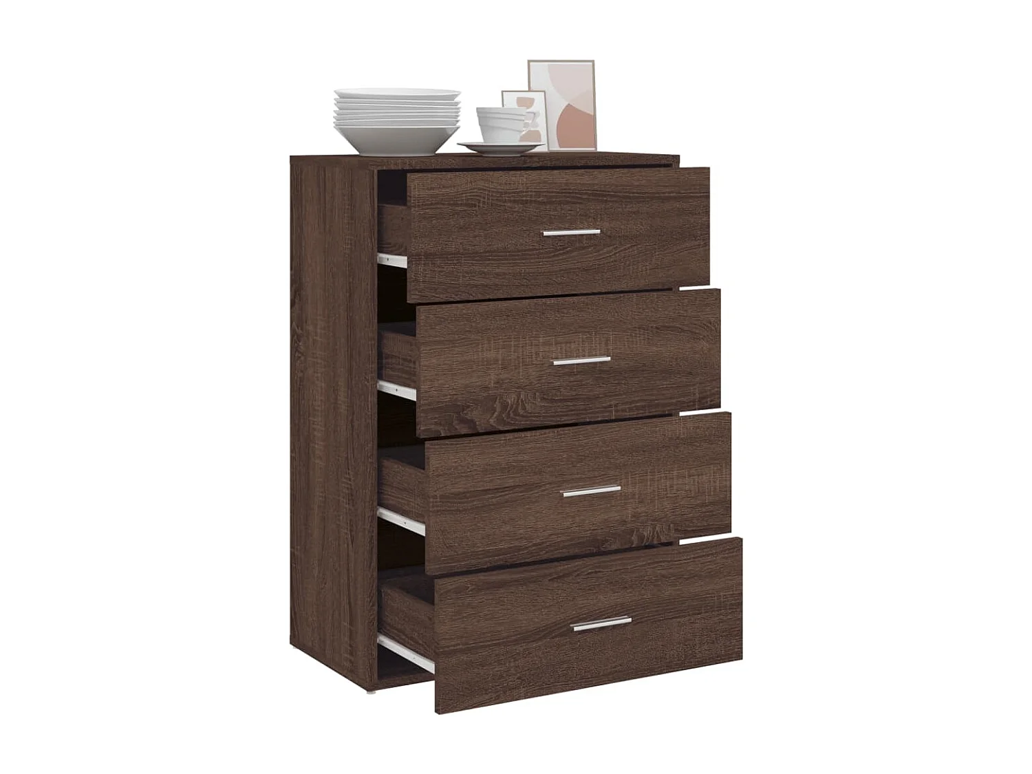 Credenza Rovere Marrone 60x31x84 cm in Legno Multistrato