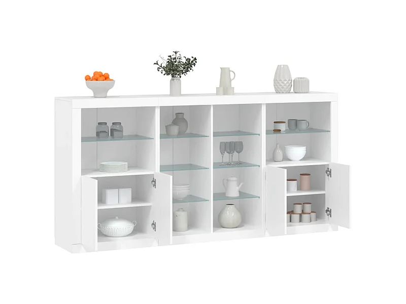 Buffet avec lumières LED blanc 202x37x100 cm