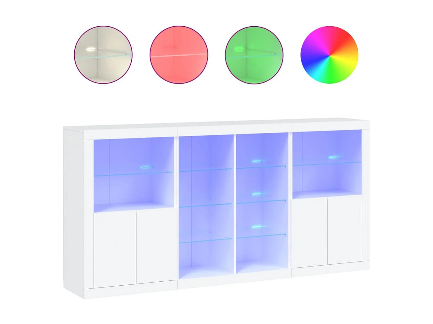 Buffet avec lumières LED blanc 202x37x100 cm