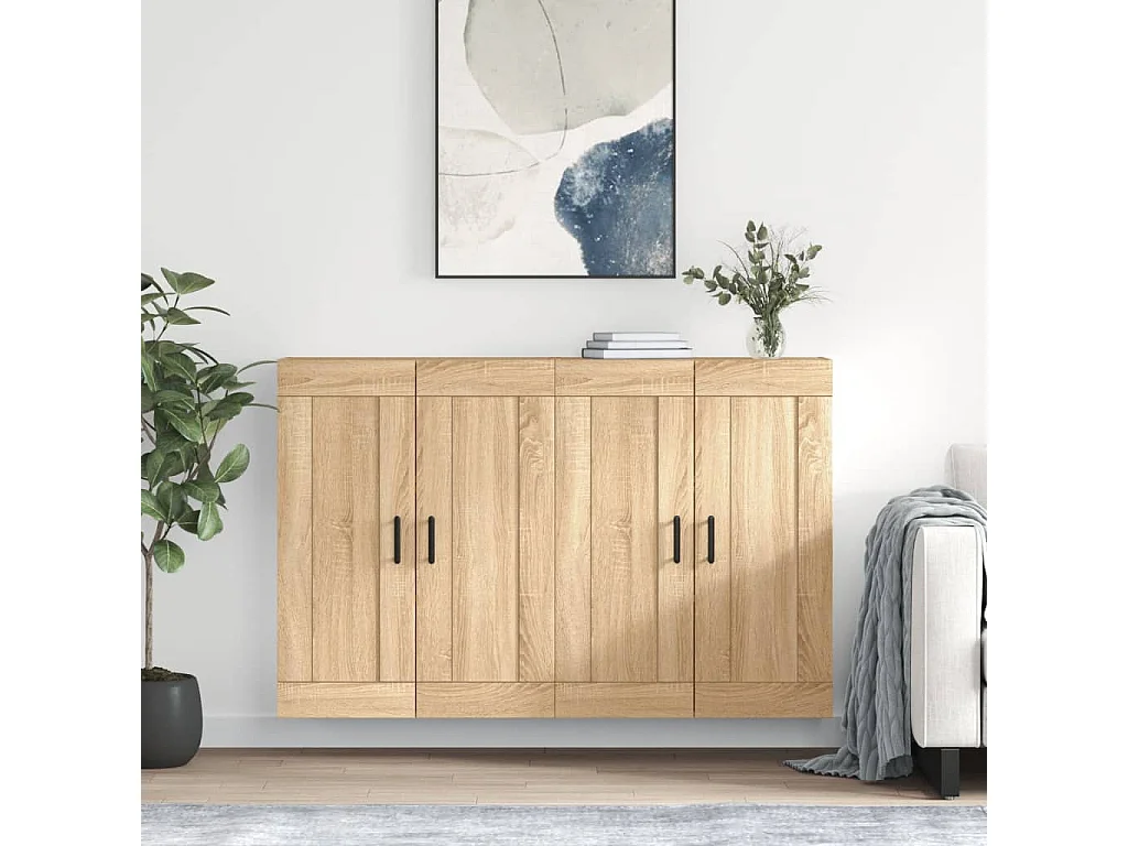 Armadietti a Parete 2 pz Rovere Sonoma in Legno Multistrato