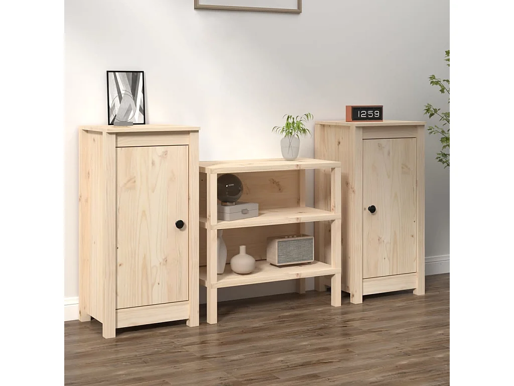 Buffets 2 pcs 39x35x80 cm bois massif de pin