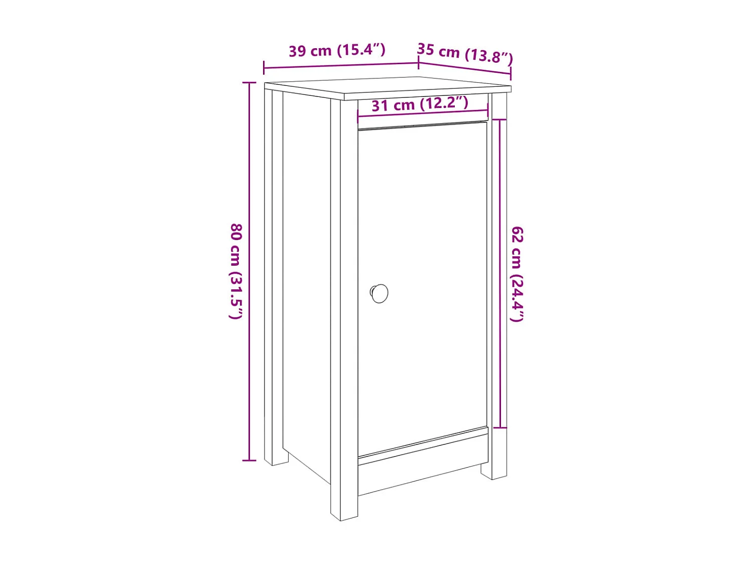 Buffets 2 pcs 39x35x80 cm bois massif de pin