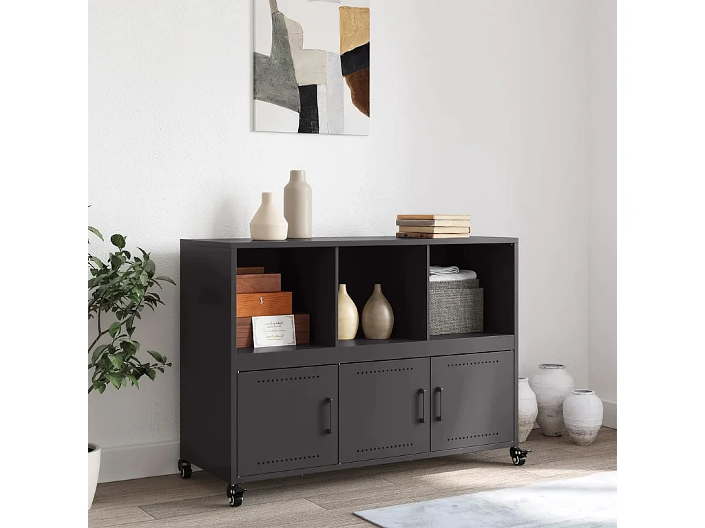 Buffet noir 100,5x39x72 cm acier