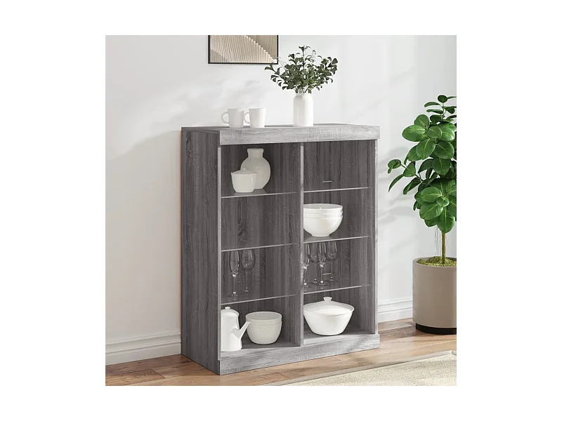 Aparador com luzes LED 81x37x100 cm cinzento sonoma