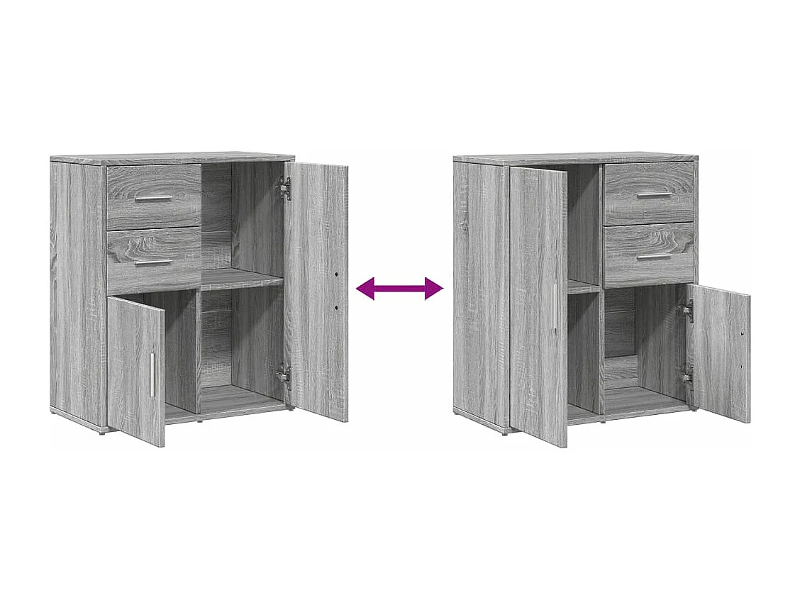 Buffets 2 pcs sonoma gris 60x31x70 cm bois d'ingénierie