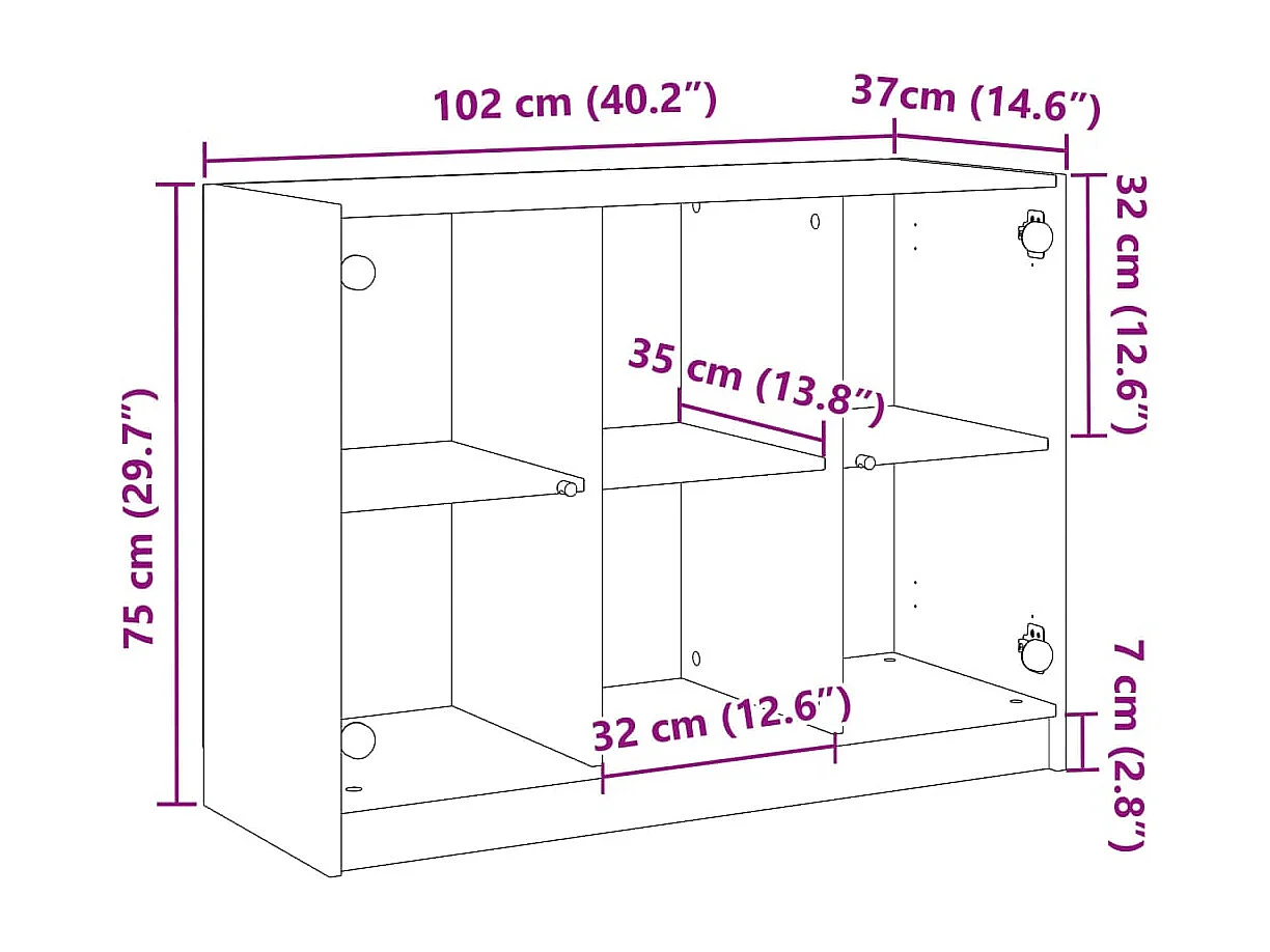 Credenza Legno Antico 102x37x75,5 cm in Legno Multistrato