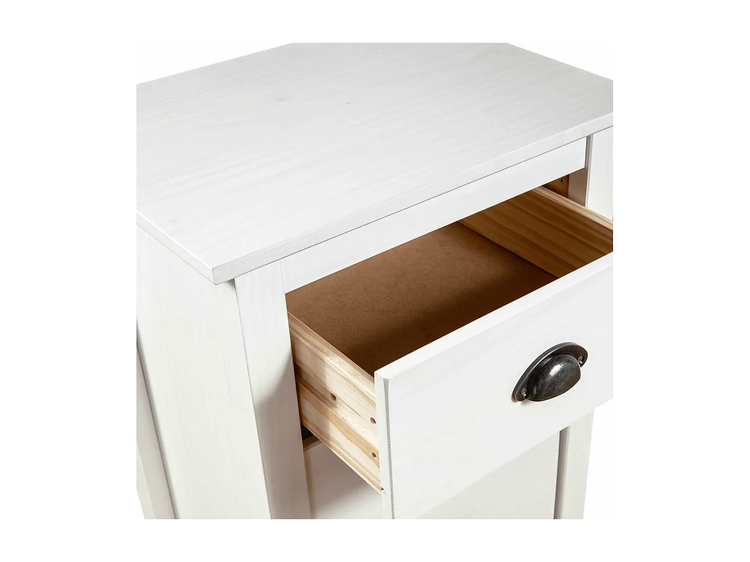 Mesita de noche Hill madera maciza de pino blanco 46x35x49,5 cm