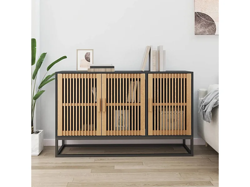 Credenza Nera 105x30x65 cm in Legno Multistrato