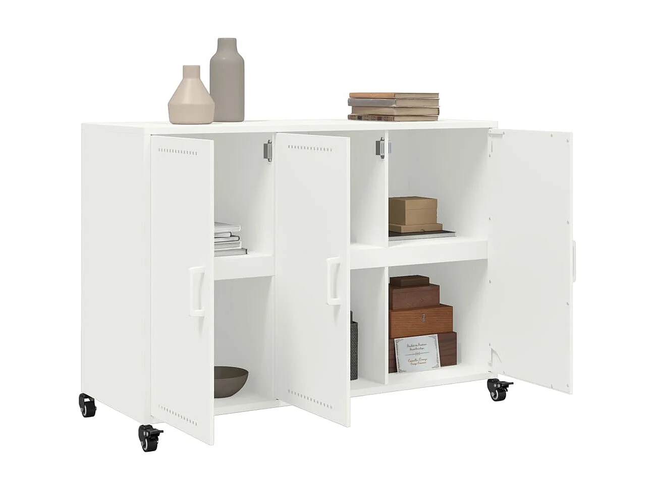 Credenza Bianca 100,5x39x72 cm in Acciaio