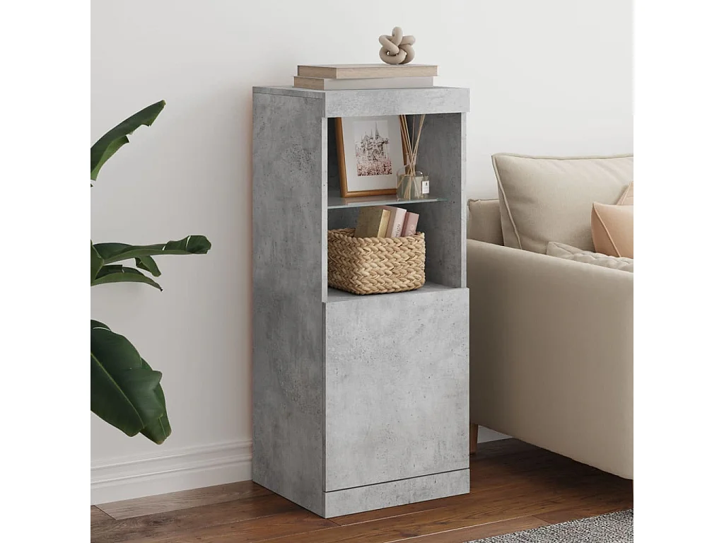Credenza con Luci LED Grigio Cemento 41x37x100 cm