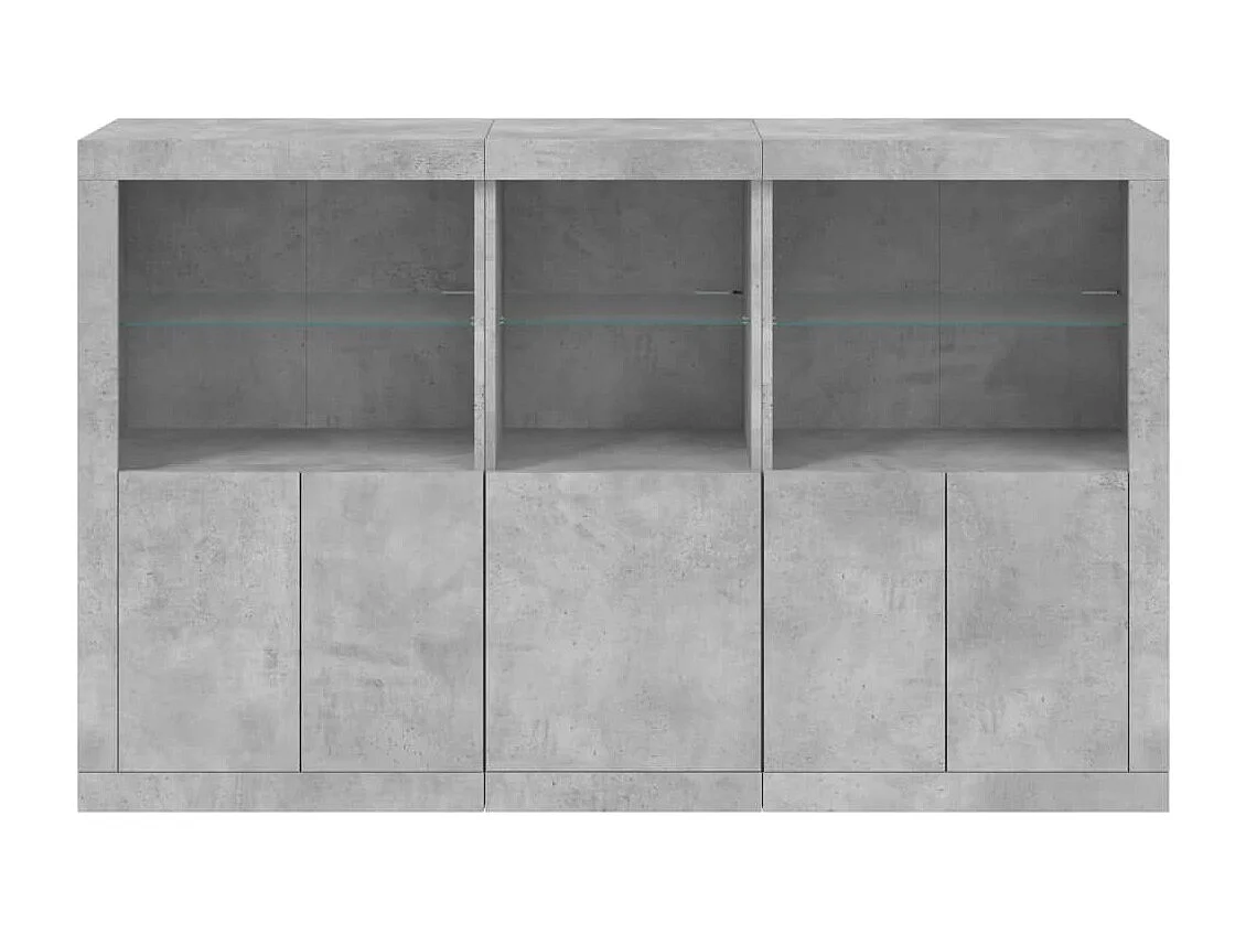 Credenza con Luci LED Grigio Cemento 162x37x100 cm