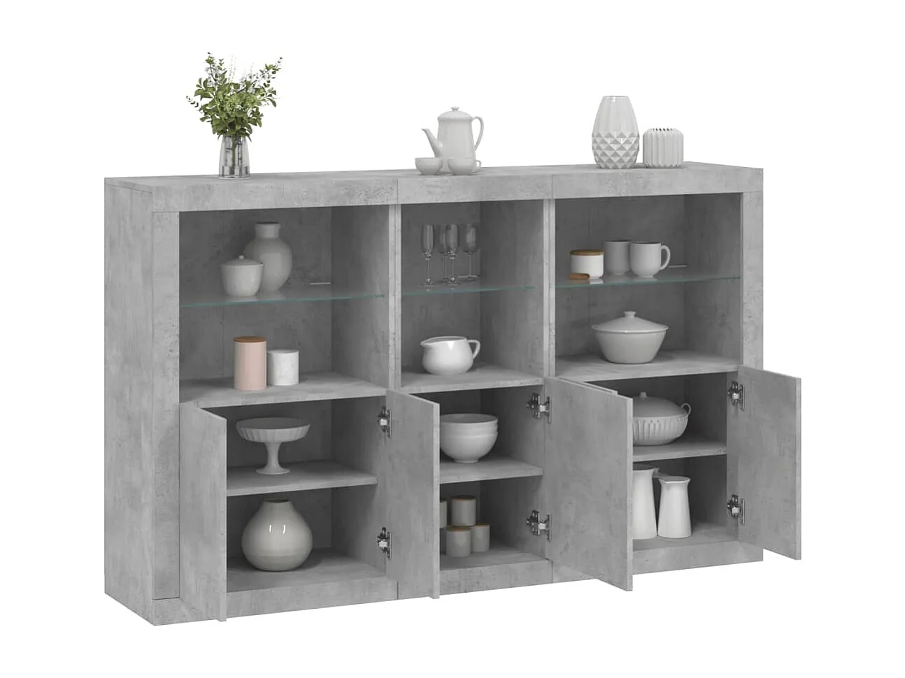 Sideboard mit LED-Leuchten Betongrau 162x37x100 cm