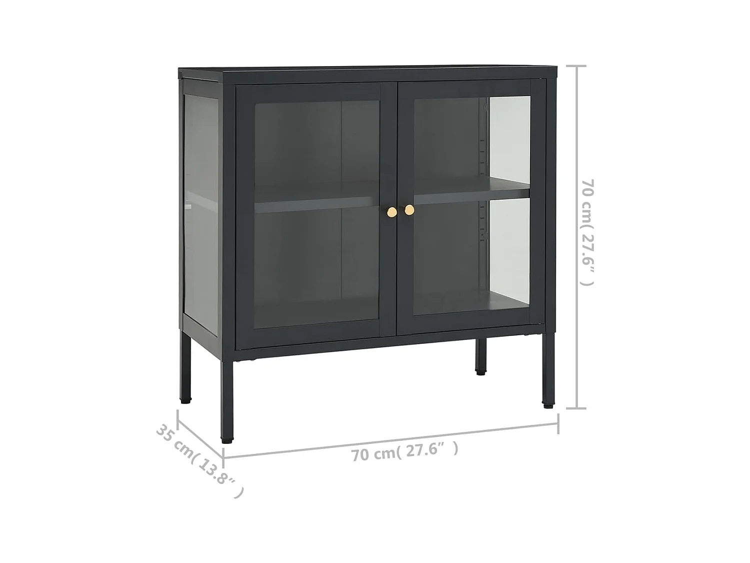Buffet Anthracite 70x35x70 cm Acier et verre