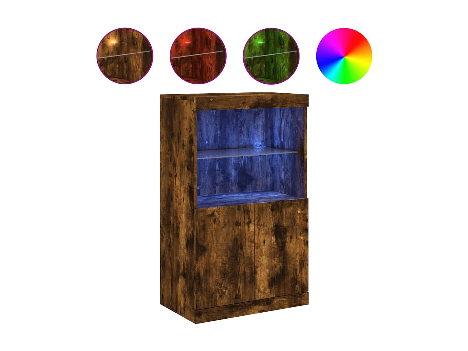 Buffet avec lumières LED chêne fumé 60,5x37x100 cm