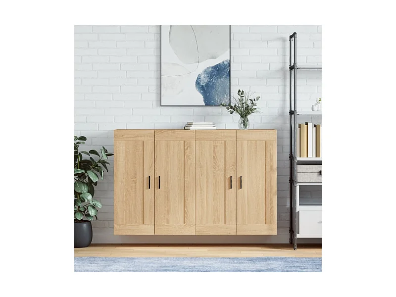 Armadietti a Parete 2 pz Rovere Sonoma in Legno Multistrato