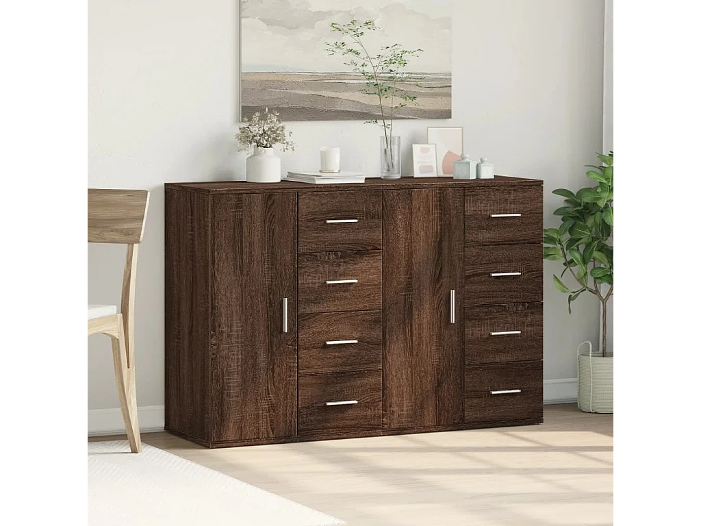 Aparadores 2 pcs 59x39x80cm derivados madeira carvalho castanho