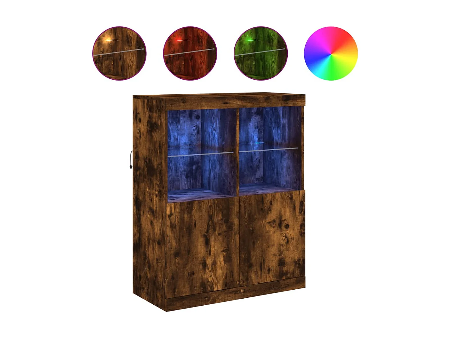 Buffet avec lumières LED chêne fumé 81x37x100 cm