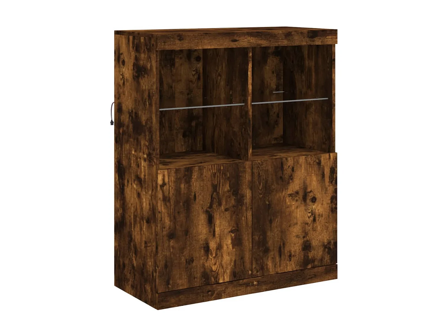 Buffet avec lumières LED chêne fumé 81x37x100 cm