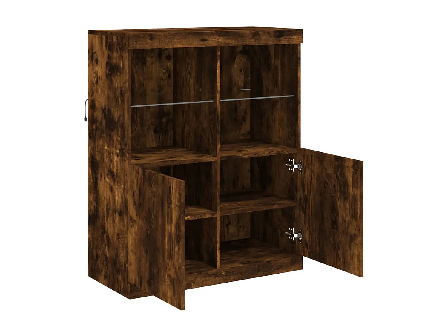 Buffet avec lumières LED chêne fumé 81x37x100 cm