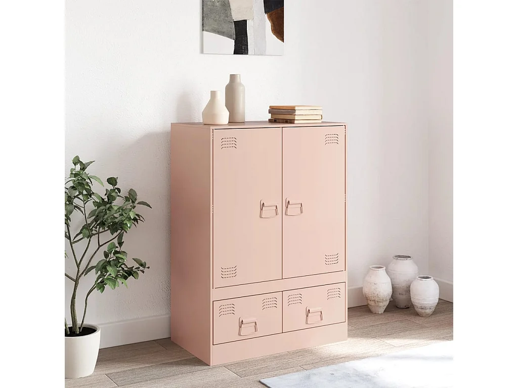 Buffet haut rose 67x39x95 cm acier