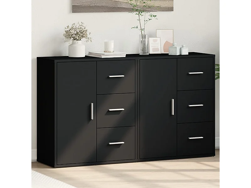 Aparadores 2 pcs 60x31x70 cm derivados de madeira preto