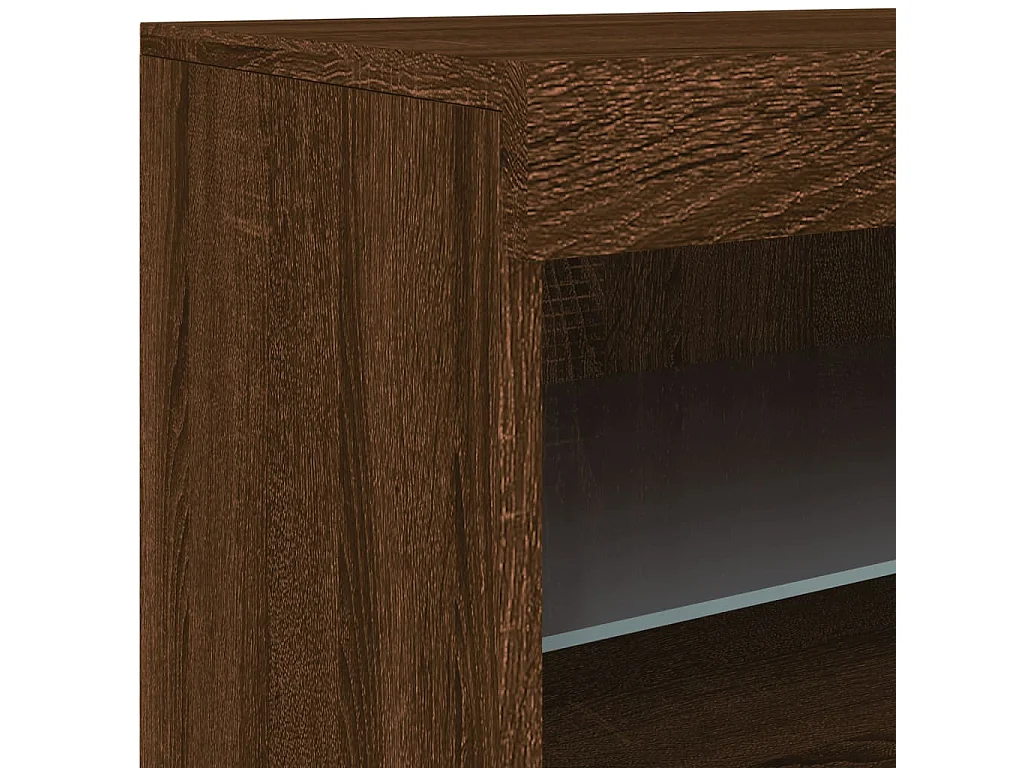 Buffet avec lumières LED chêne marron 123x37x67 cm