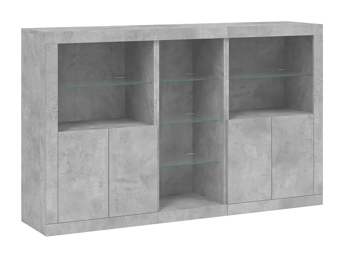 Credenza con Luci LED Grigio Cemento 162x37x100 cm