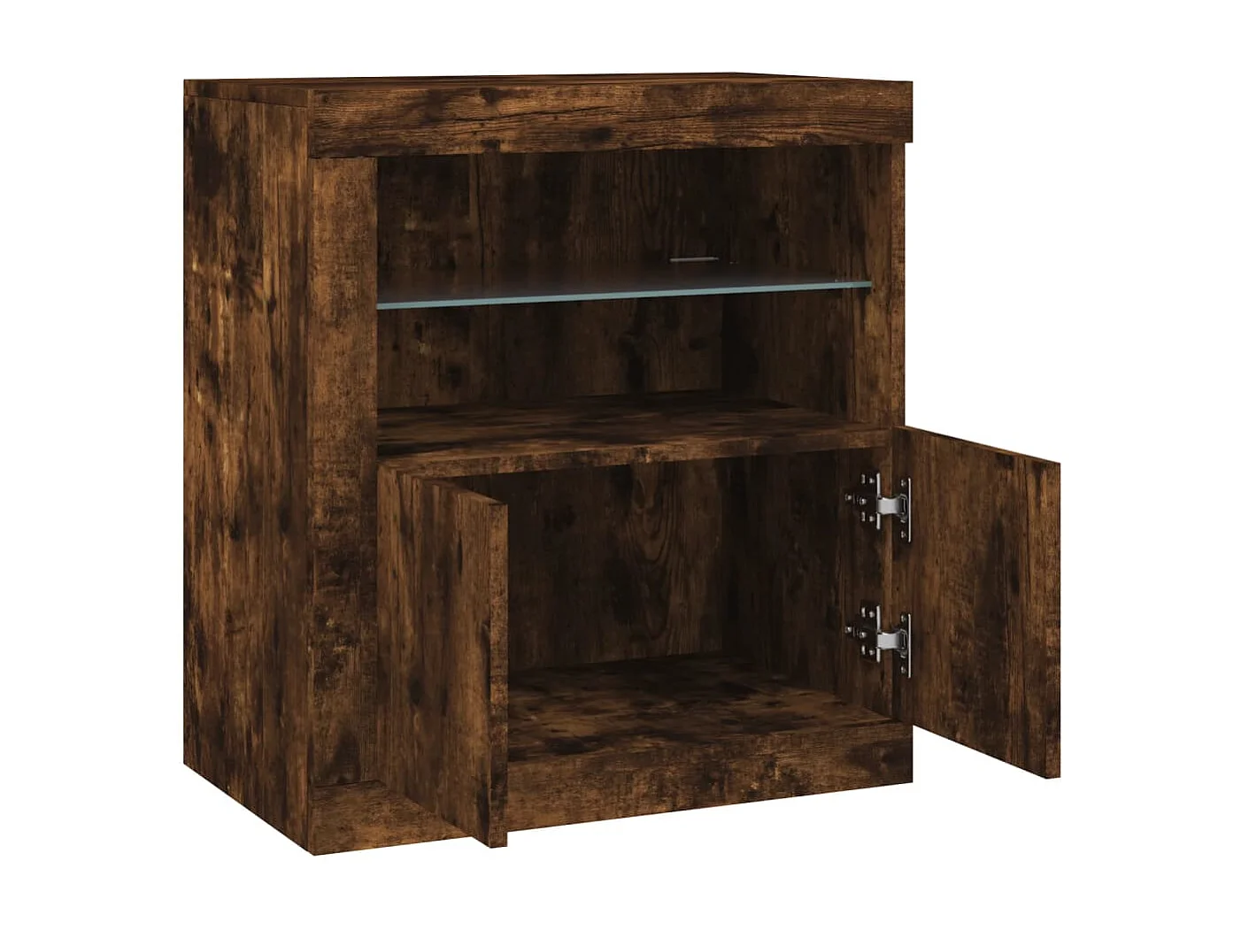 Buffet avec lumières LED chêne fumé 60,5x37x67 cm