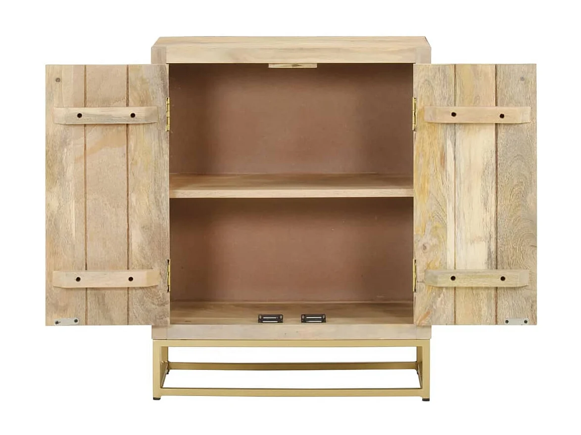 Credenza con 2 Ante 55x30x70 cm in Legno Massello di Mango