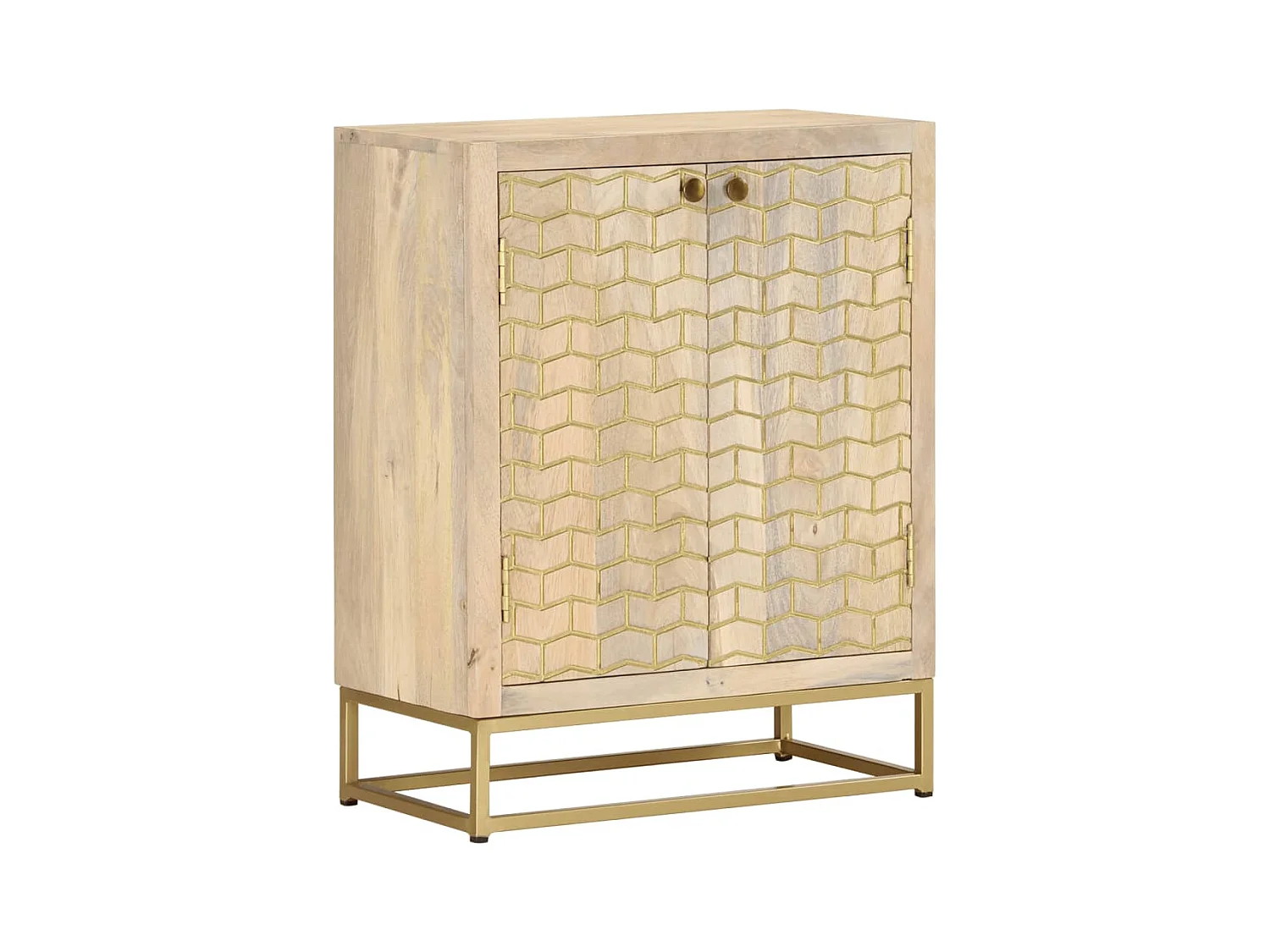 Credenza con 2 Ante 55x30x70 cm in Legno Massello di Mango