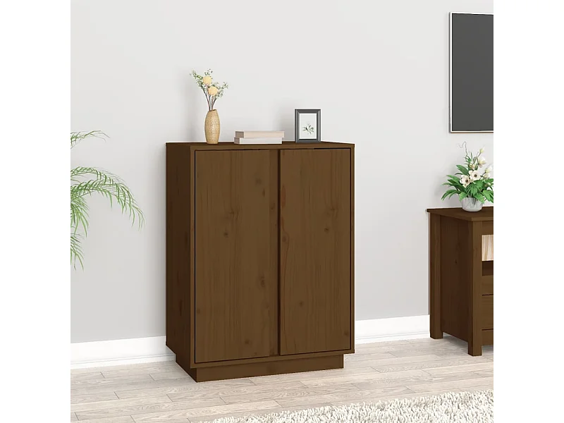 Aparador de madera maciza de pino marrón miel 60x35x80 cm