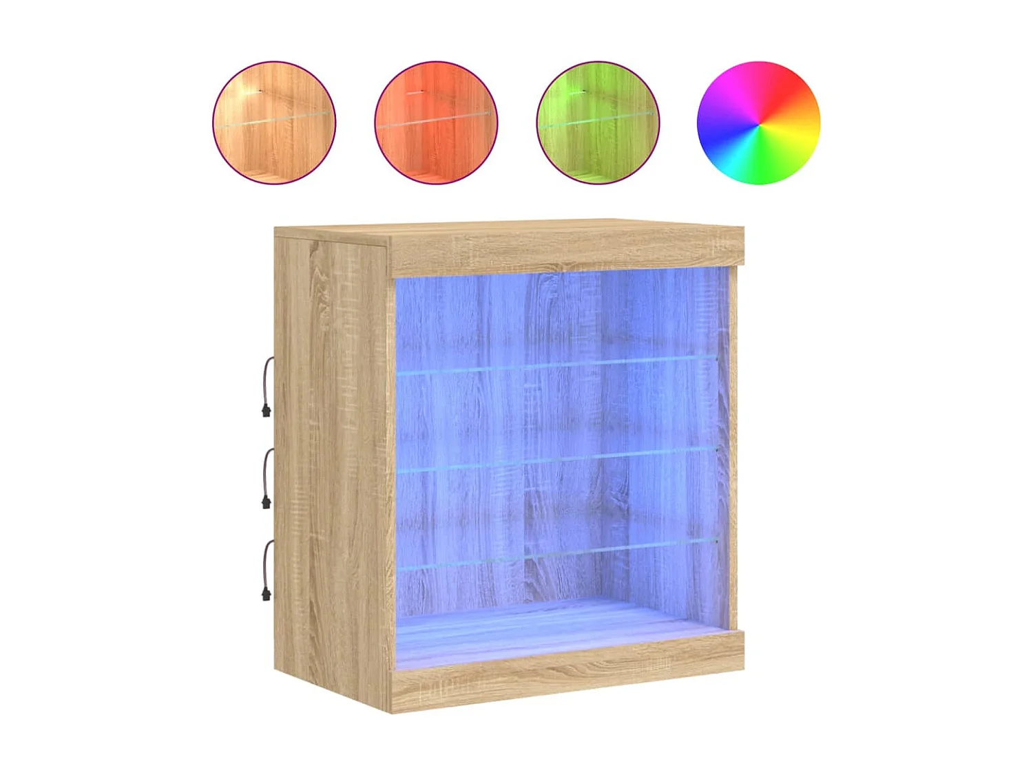 Aparador con luces LED roble Sonoma 60,5x37x67 cm