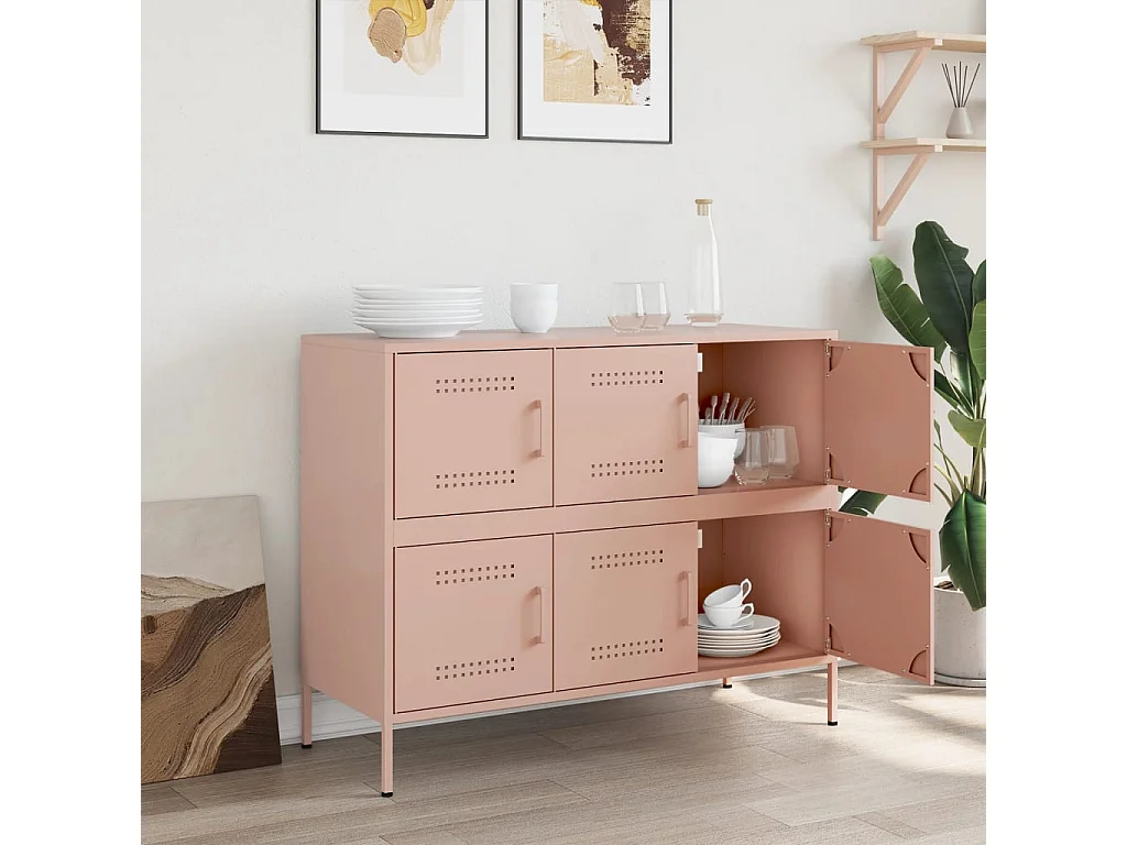 Buffet rose 100,5x39x79 cm acier