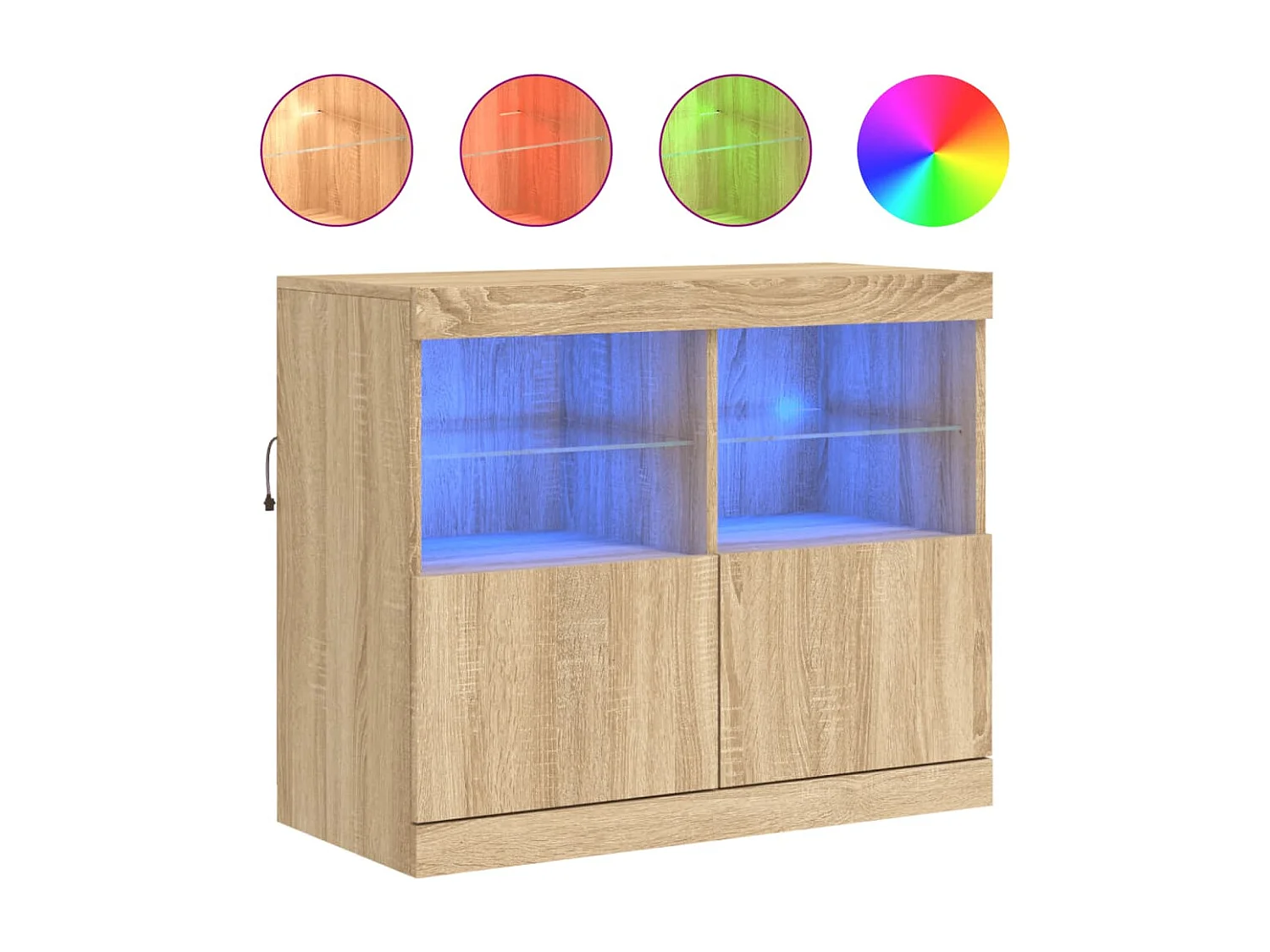 Credenza con Luci LED Rovere Sonoma 81x37x67 cm