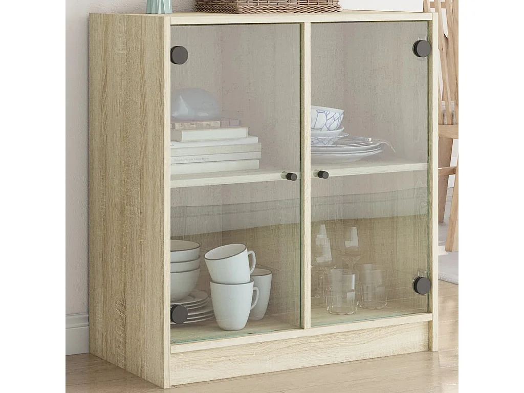 Mobile con Ante in Vetro Rovere Sonoma 68x37x75,5 cm