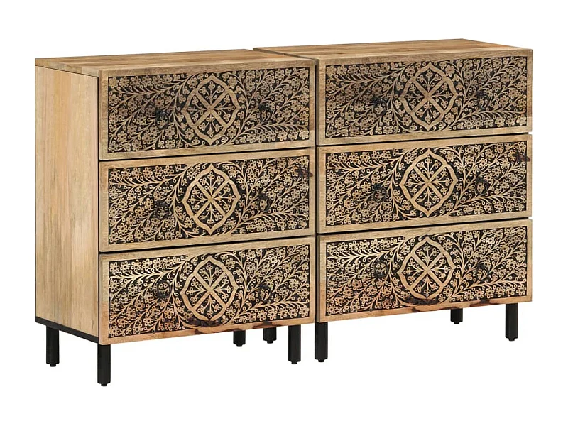 Móveis de apoio 2 pcs 60x33x75 cm madeira de mangueira maciça