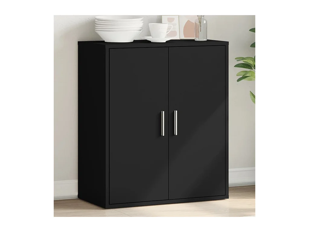 Buffet noir 79x38x80 cm bois d'ingénierie