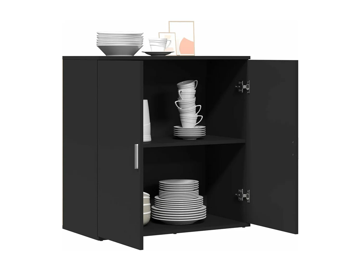 Aparador de madera de ingeniería negro 79x38x80 cm