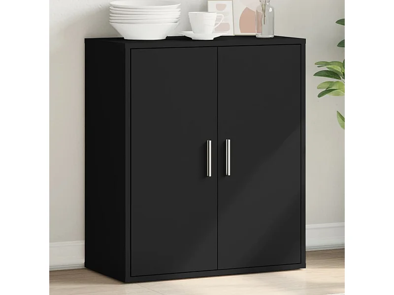 Aparador de madera de ingeniería negro 79x38x80 cm