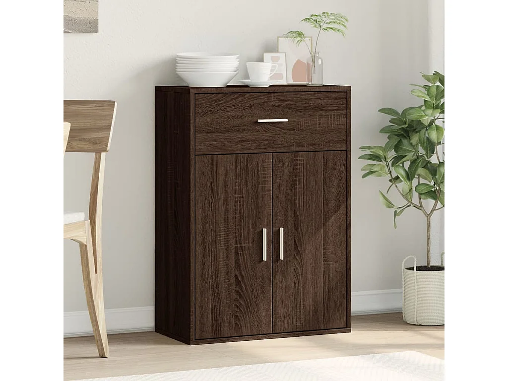 Buffet chêne marron 60x30x84 cm bois d'ingénierie
