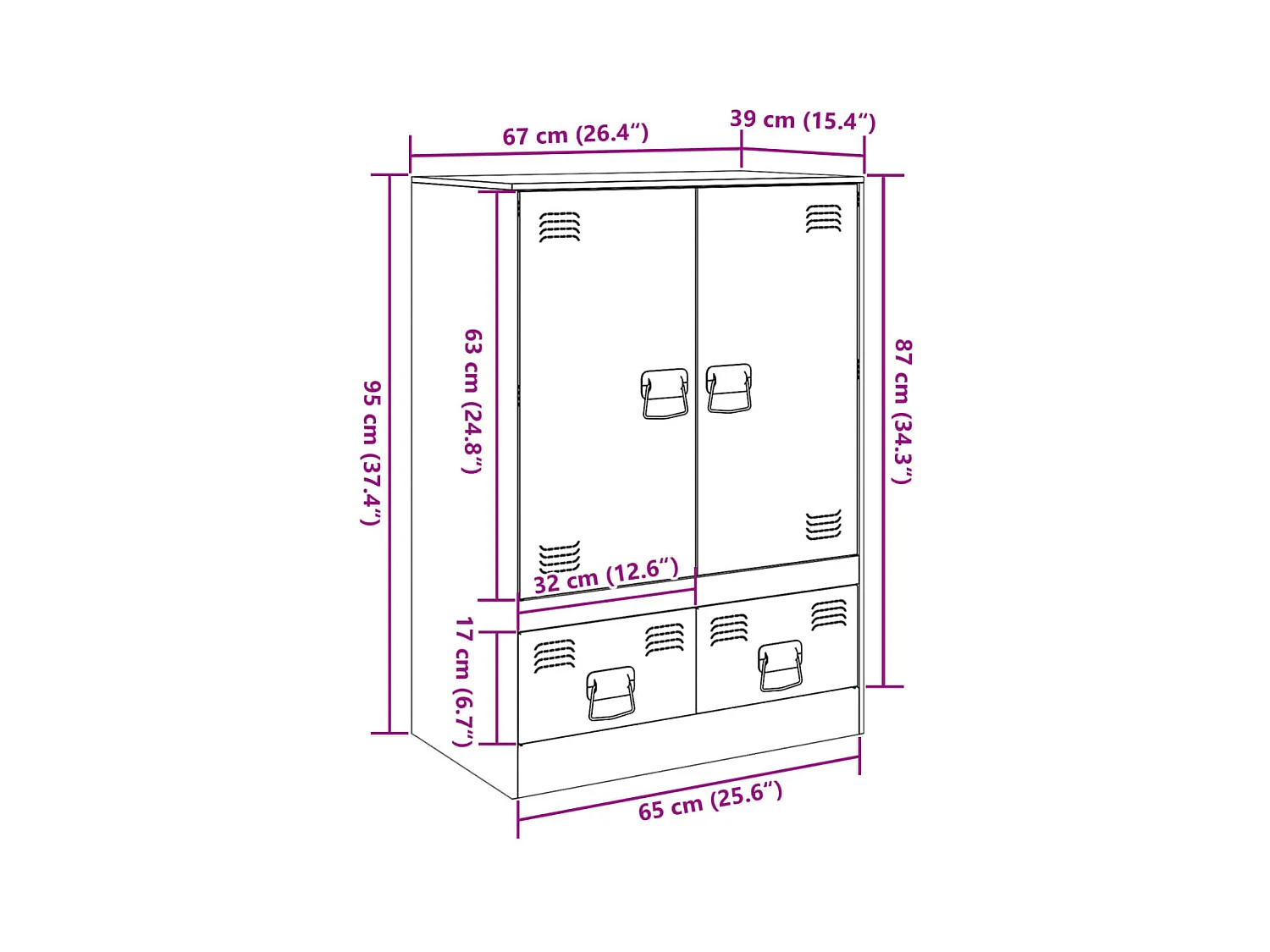 Highboard Anthrazit 67x39x95 cm Stahl