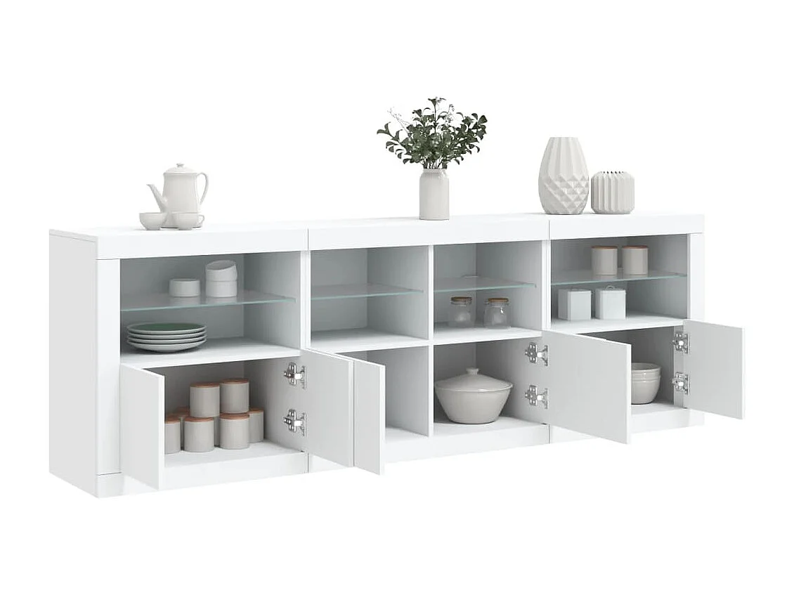 Aparador con luces LED blanco 202x37x67 cm