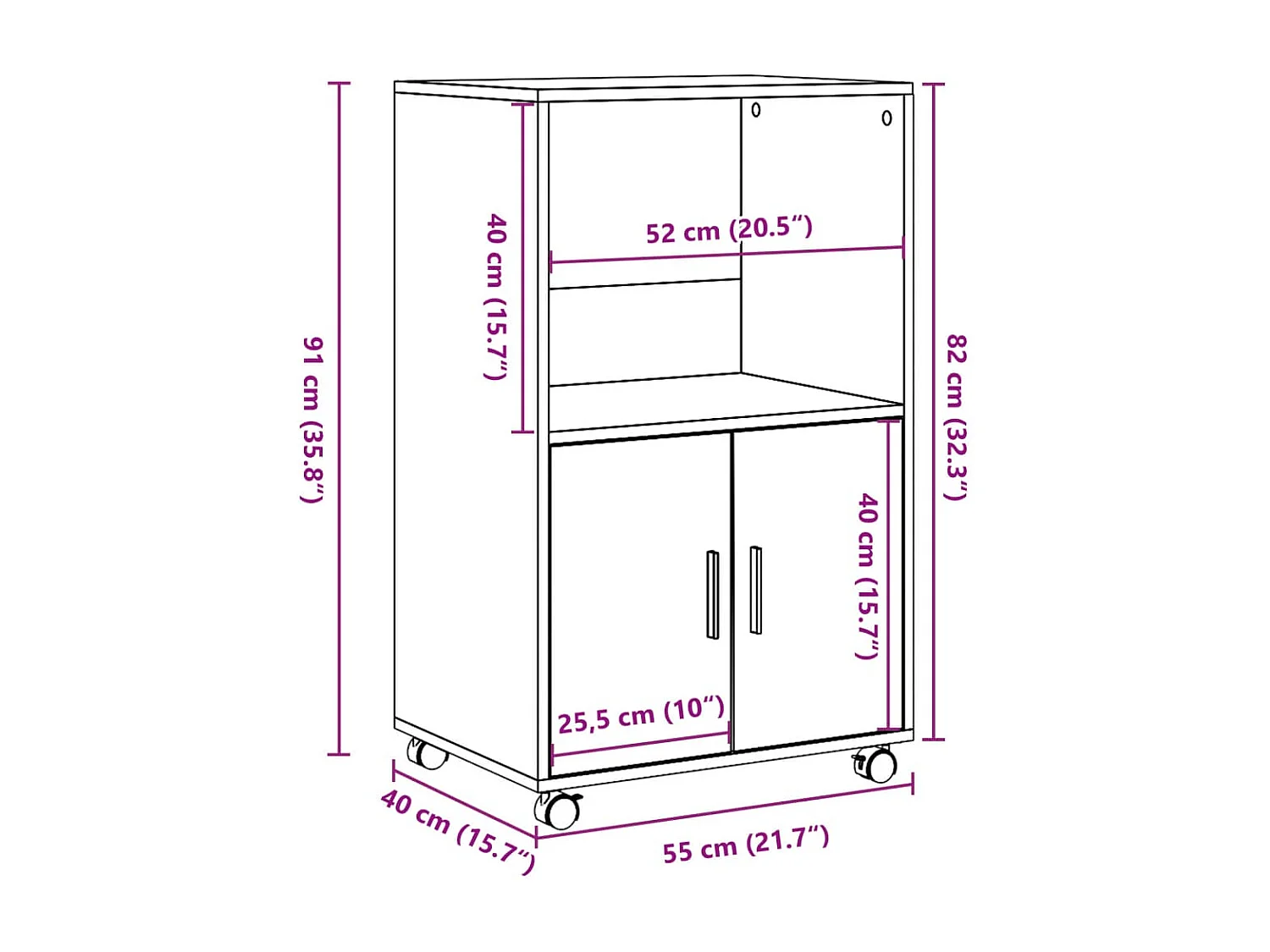 Rollschrank Sonoma-Eiche 55x40x91 cm Holzwerkstoff