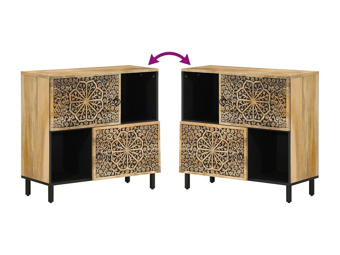 Credenza 80x33x75 cm in Legno Massello di Mango