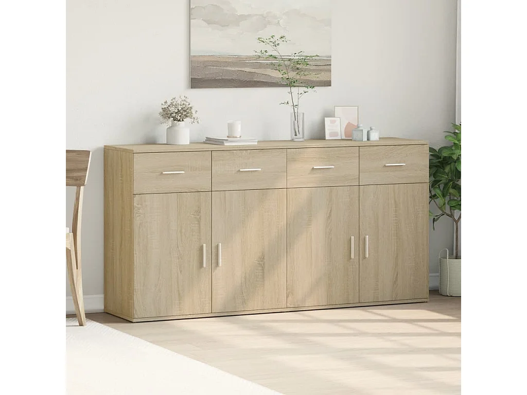 Buffets 2 pcs chêne sonoma 79x38x80 cm bois d'ingénierie
