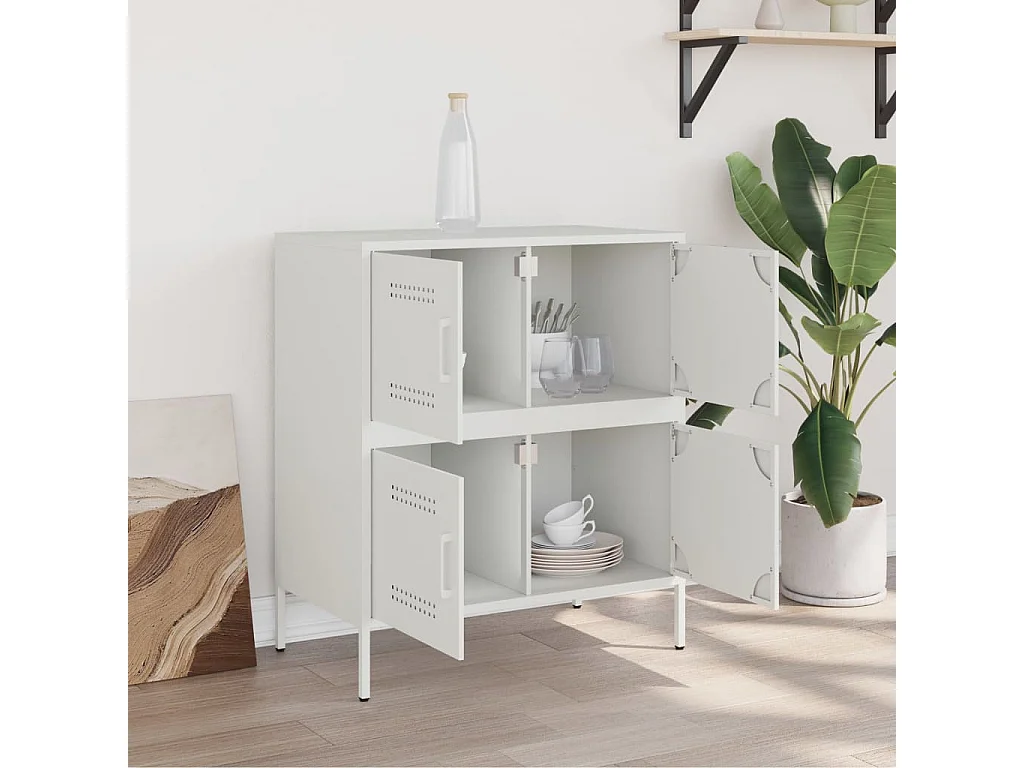 Credenza Bianca 68x39x79 cm in Acciaio