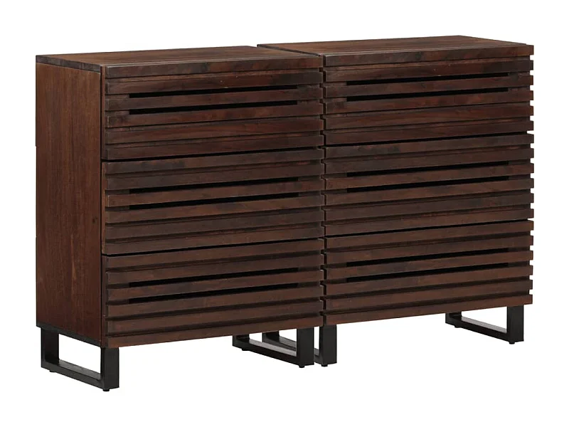 Sideboard 2 Stk. 60x34x75 cm Massivholz Mango